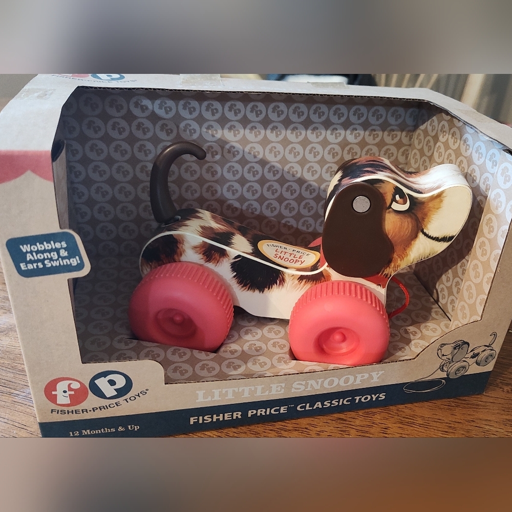 2016 Fisher-Price Little Snoopy Pull Toy - Brown and Pink